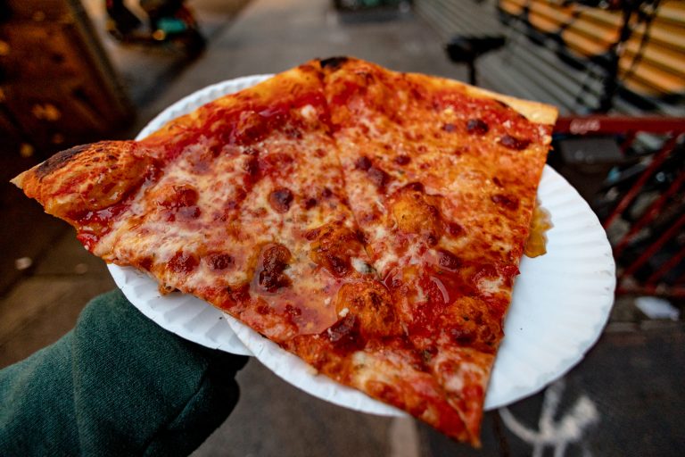 Two plain slices of New York Pizza