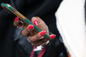 black female hand, black, red nails