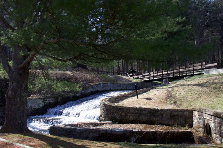 Waterfall under a bridge at Doubling Gap State Park