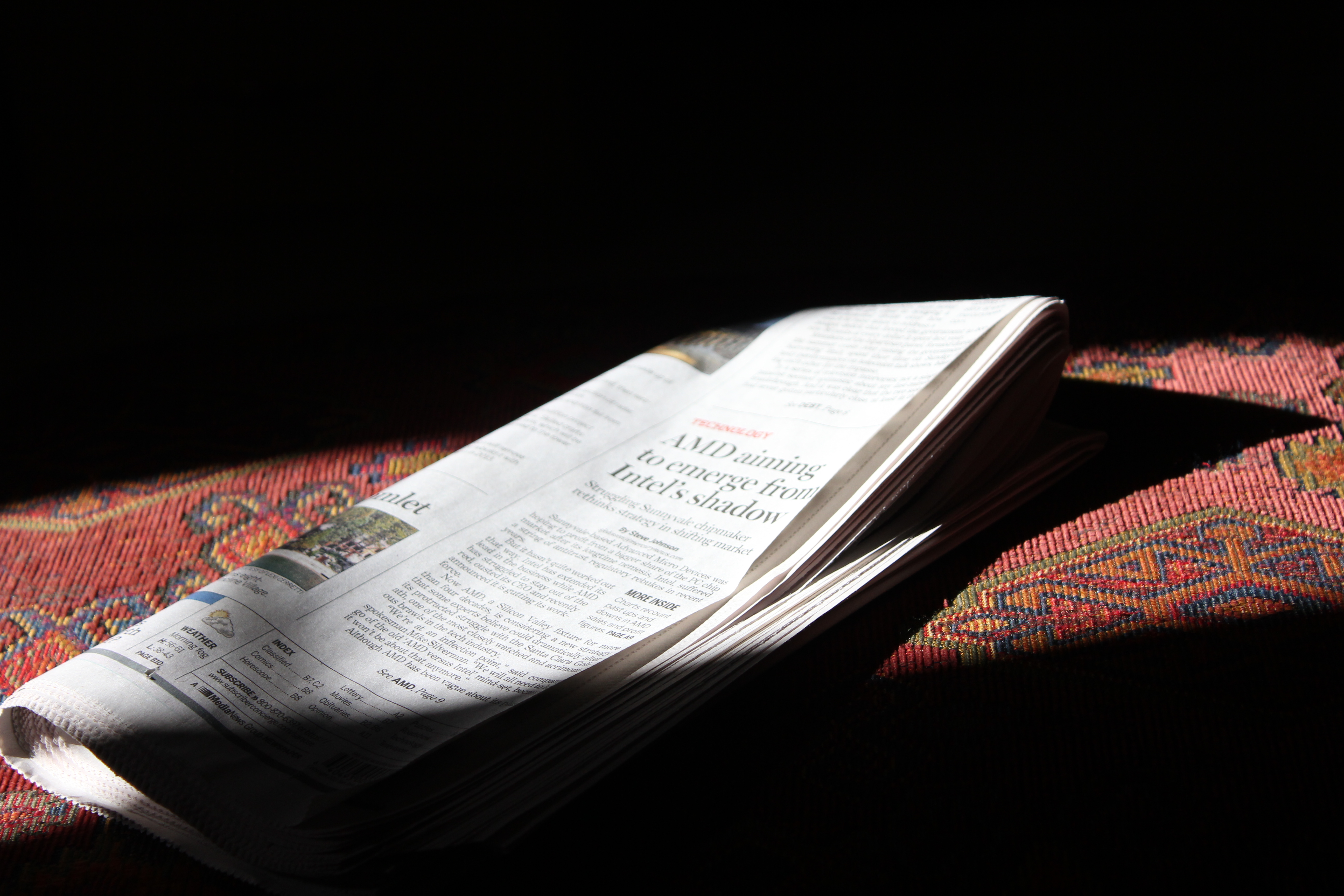 Newspaper in the sun.