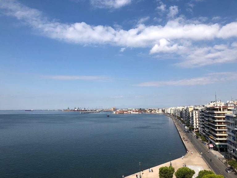 Sea side of Thessaloniki, Greece.