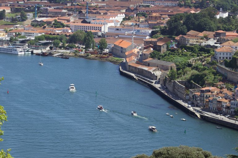 Boats on the river in Porto, Portugal