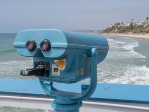 Binoculars looking over California coast.