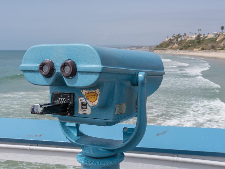 Binoculars looking over California coast.