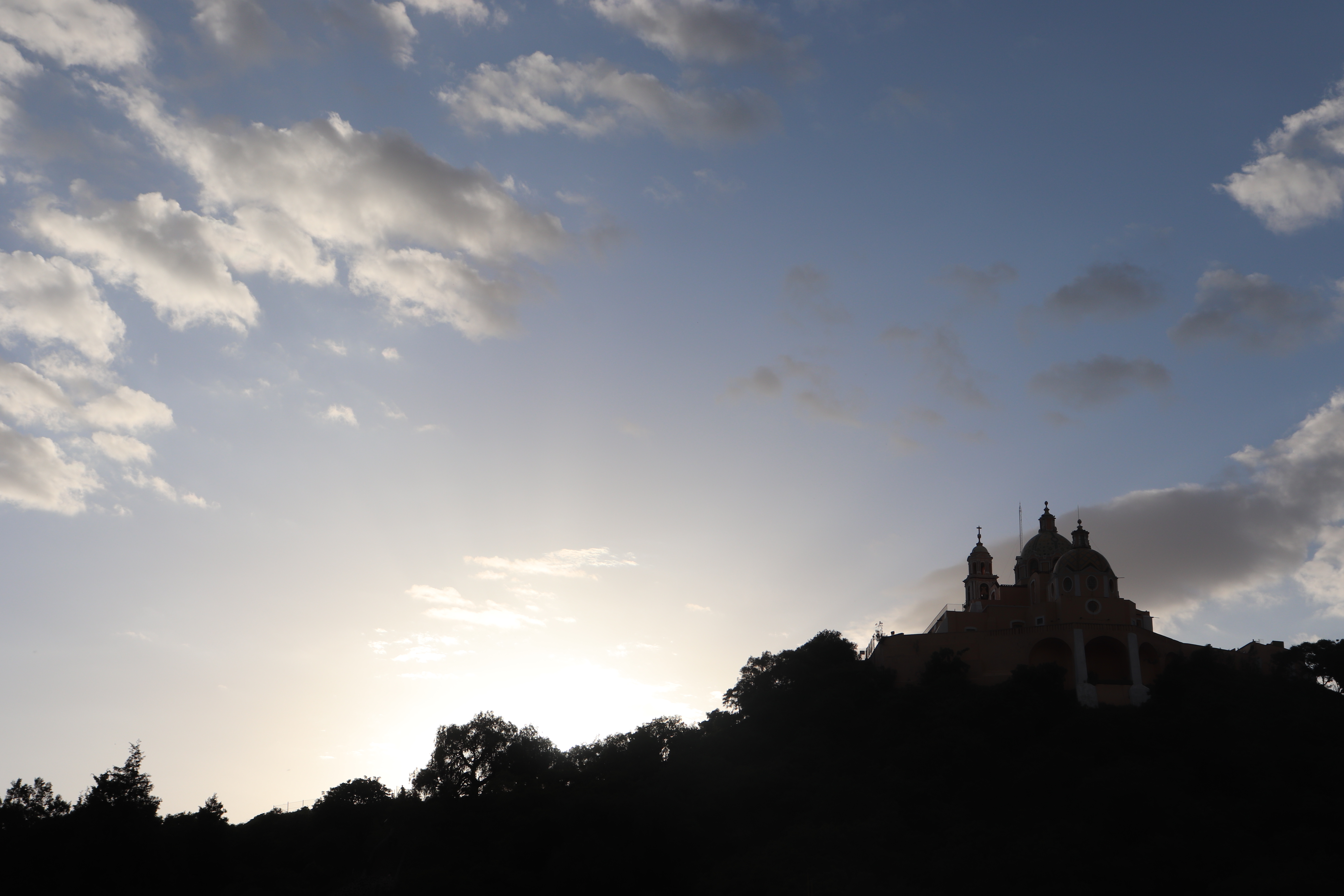 Sunset in Cholula, Mexico.