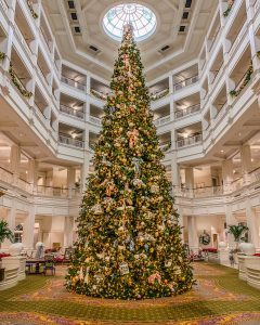 Christmas tree in the Grand Floridian Hotel lobby.