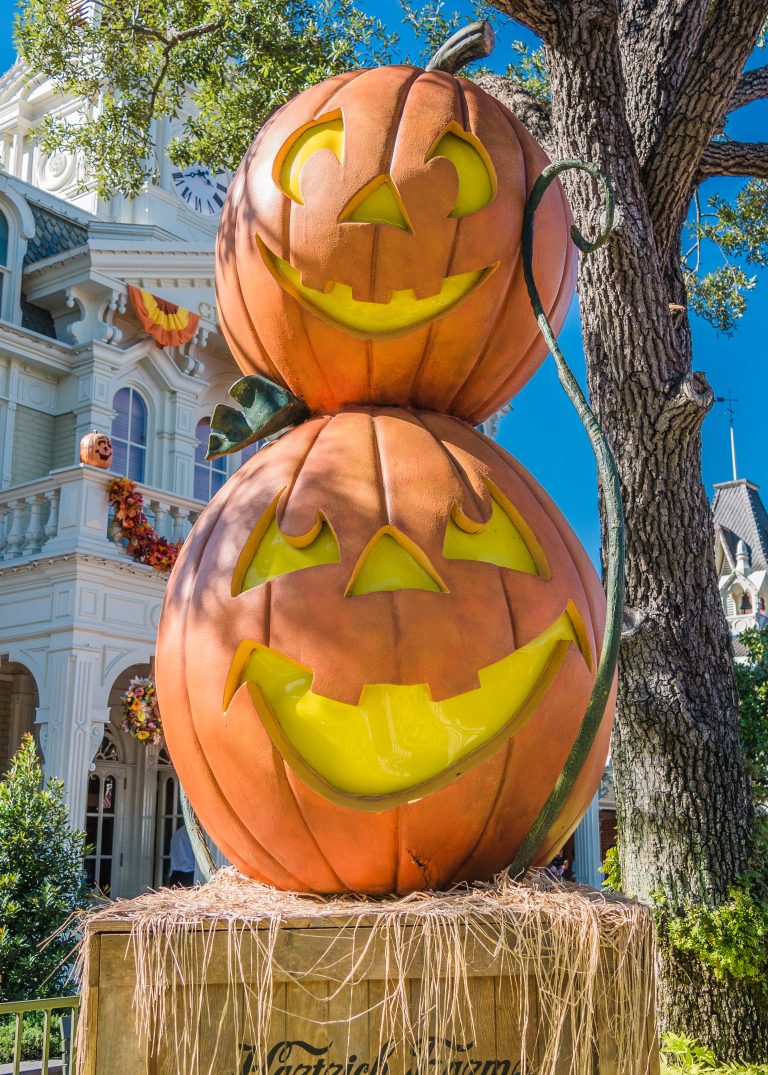 Halloween decorative pumpkins at Disney’s Magic Kingdom