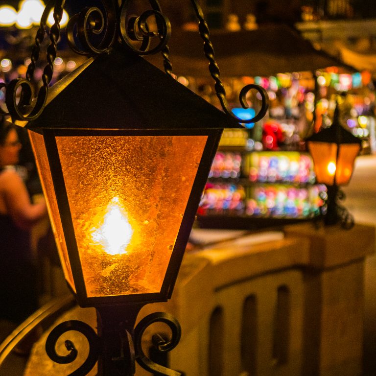 Orange coach light at night