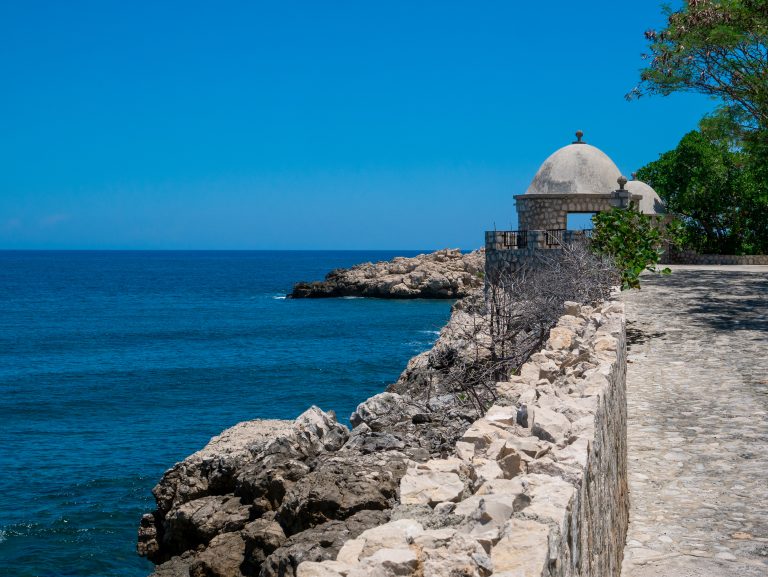 Fort along tropical coast in Labadee Haiti