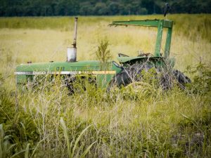 Old tractor in a field