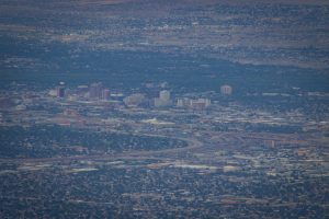 Close up view of downtown Albuquerque from Sandia Peak
