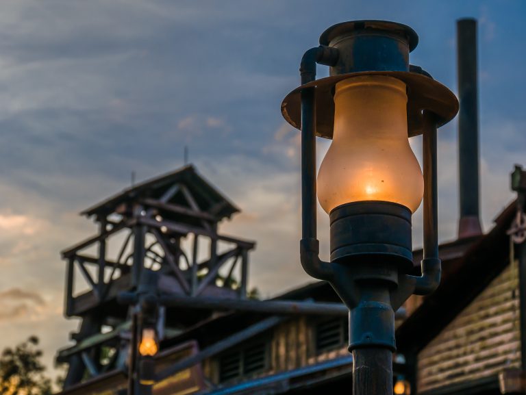 Old time lantern in gold mine