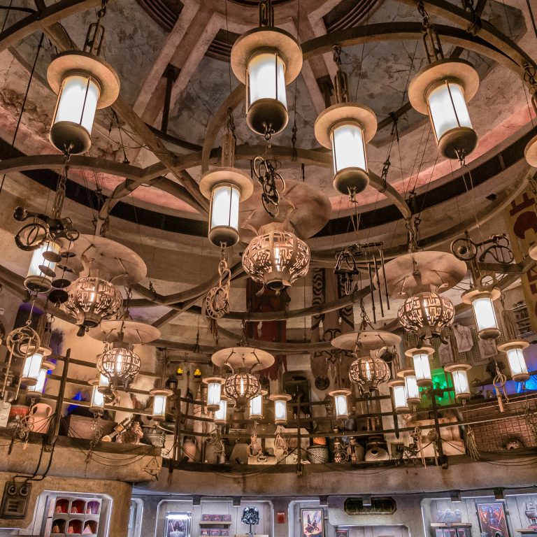 Hanging lanterns in Starwars Galaxy’s Edge at Disney World