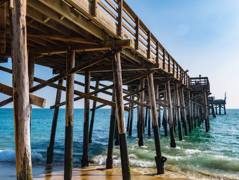 Fishing pier in California on the beach