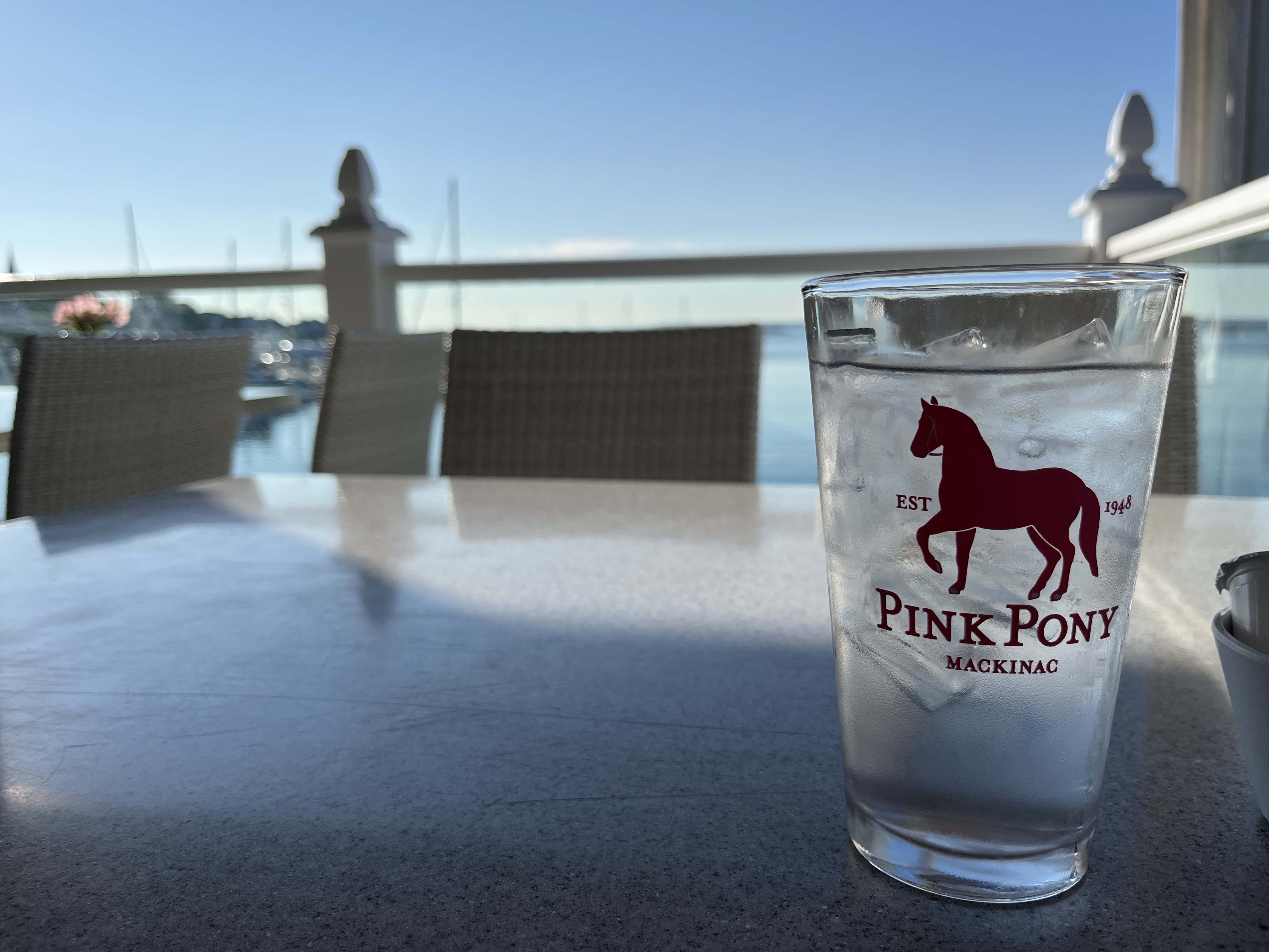 Breakfast by the lake at the Pink Pony on Mackinac Island