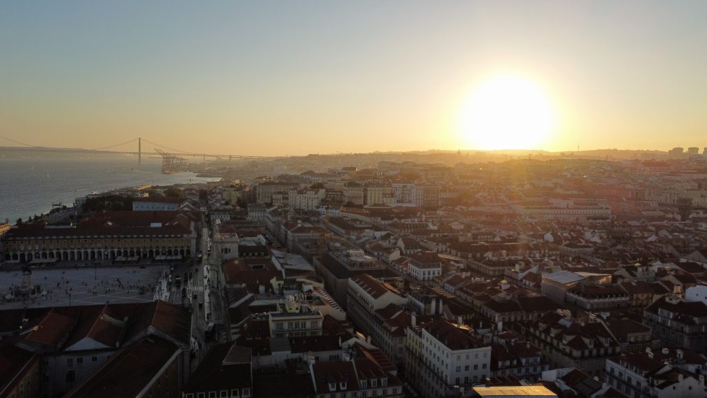 Aerial view downtown Lisbon – Vista aérea Baixa de Lisboa