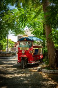 Tuk-tuk in a temple courtyard, Chiang Mai, Thailand