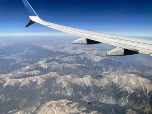 plane flight over mountains

