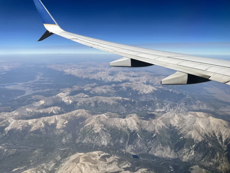 plane flight over mountains