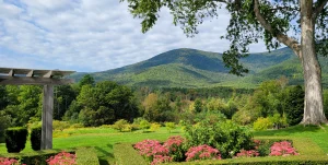 Vermont Green Mountains with Hildene Gardens in foreground
