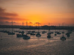 Sunset over the San Diego harbor