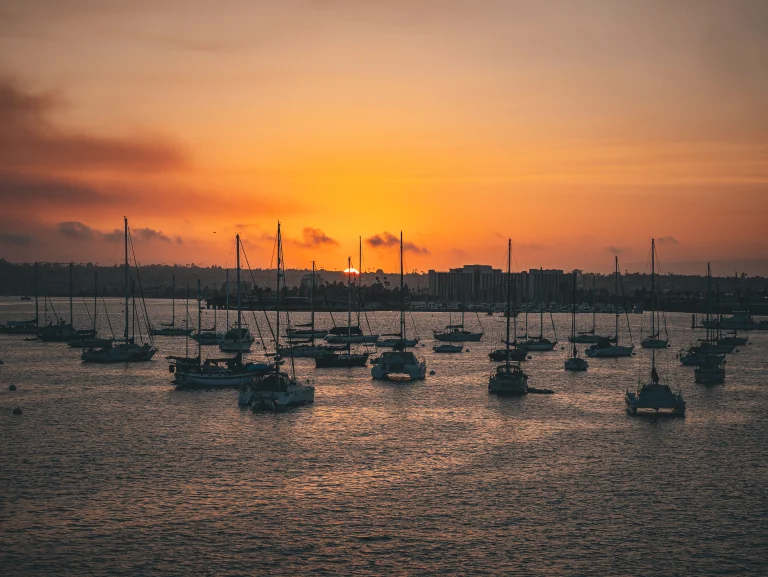 Sunset over the San Diego harbor