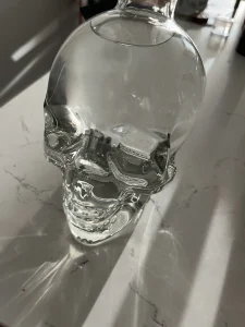 A crystal skull filled with vodka