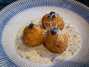 Fired risotto balls at an Italian restaurant