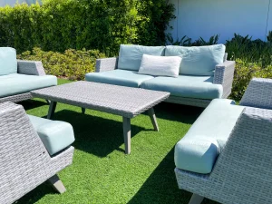 Outdoor furniture on a sunny day in San Diego