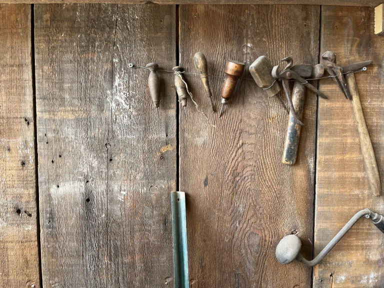 Antique tools on a wall