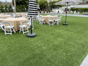 Garden tables on a patio