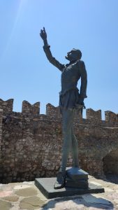 Statue of Miguel de Cervantes, Nafpaktos port, Greece
