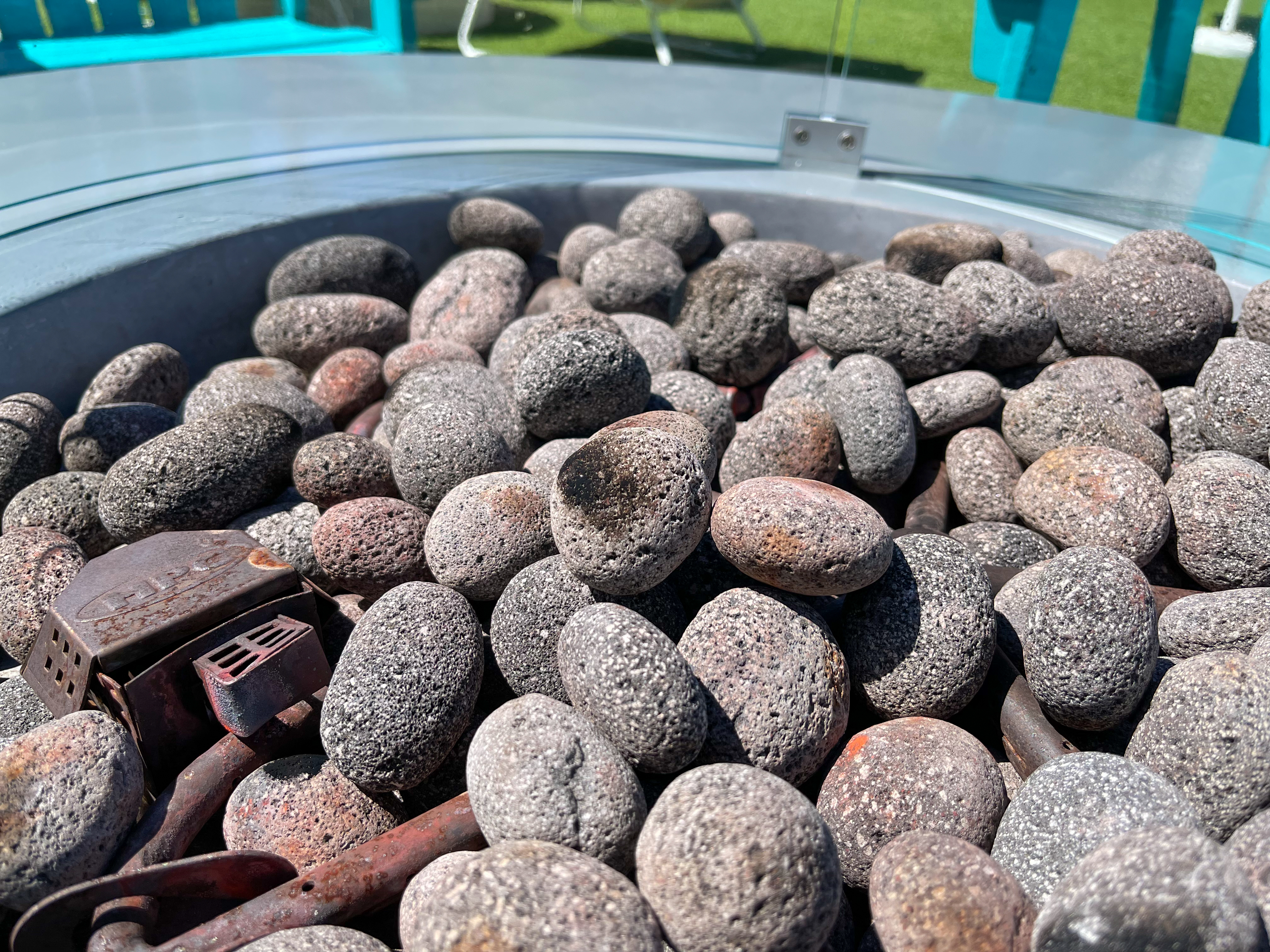 Closeup of fire pit lava rocks