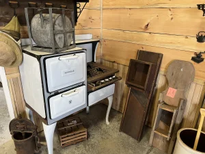 Antique stove in model kitchen