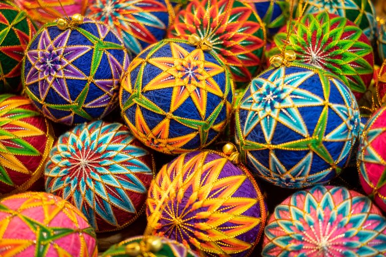 Christmas tree ornaments sold at the Chiang Mai night market, Thailand