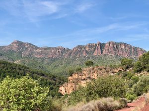 Mountain landscape in Gilet, Valencia, Spain. Sierra Calderona. View of Mount Garbí from “Muntanya Redona”.
