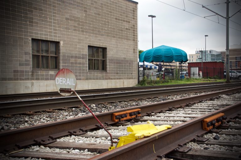 A derailer on the St. Louis Metro tracks