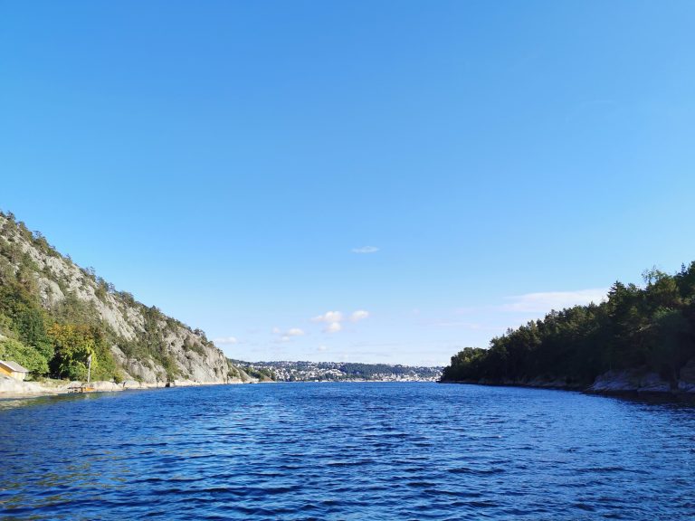 Two islands and water in the middle.