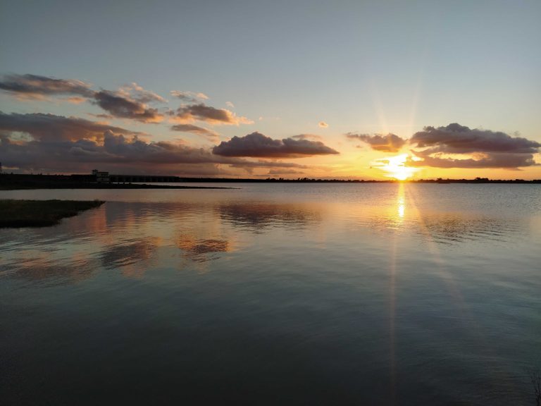 Majestic sunset lake view