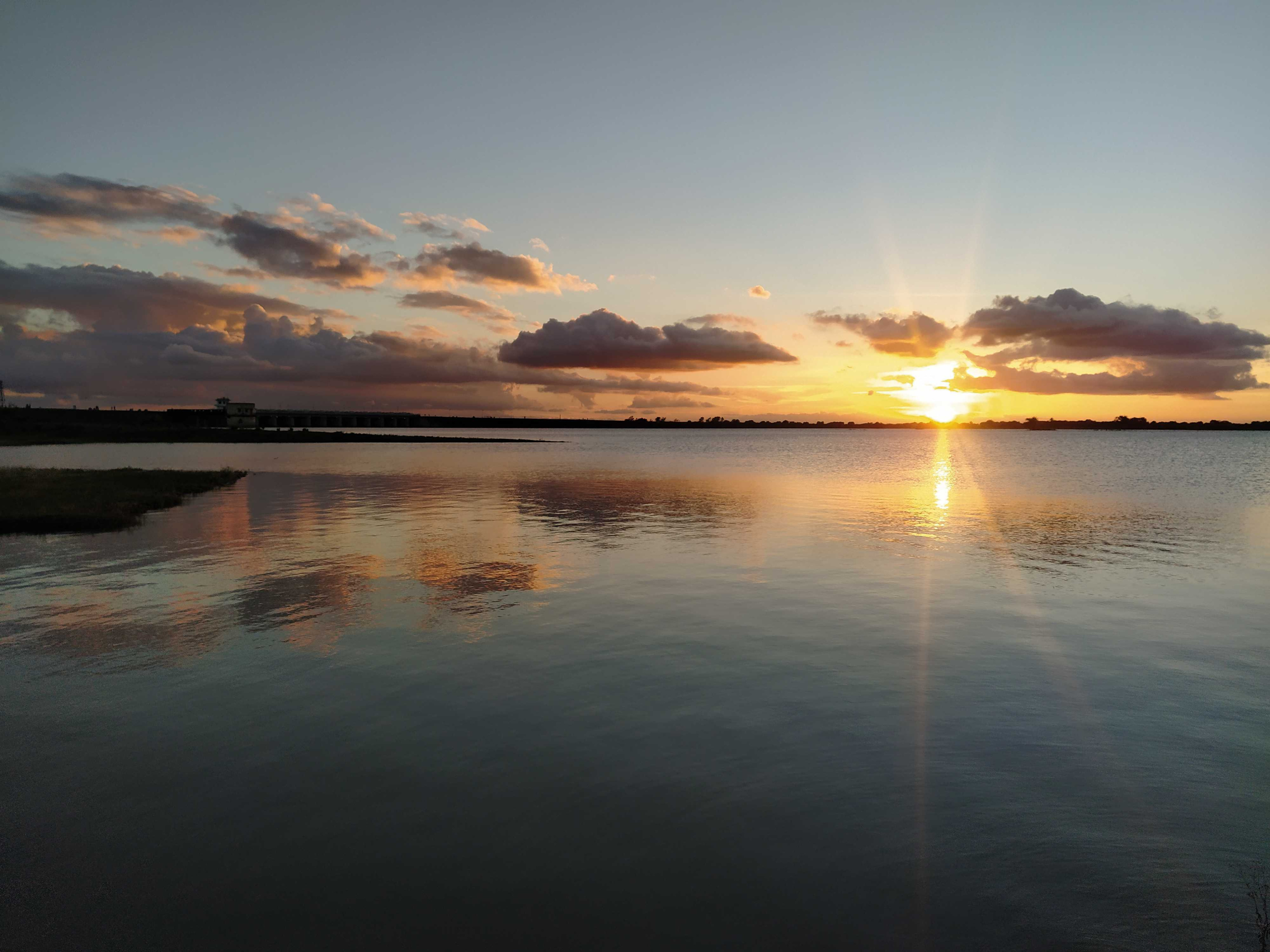 Majestic sunset lake view