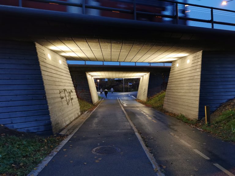 Tunnel with light early morning.