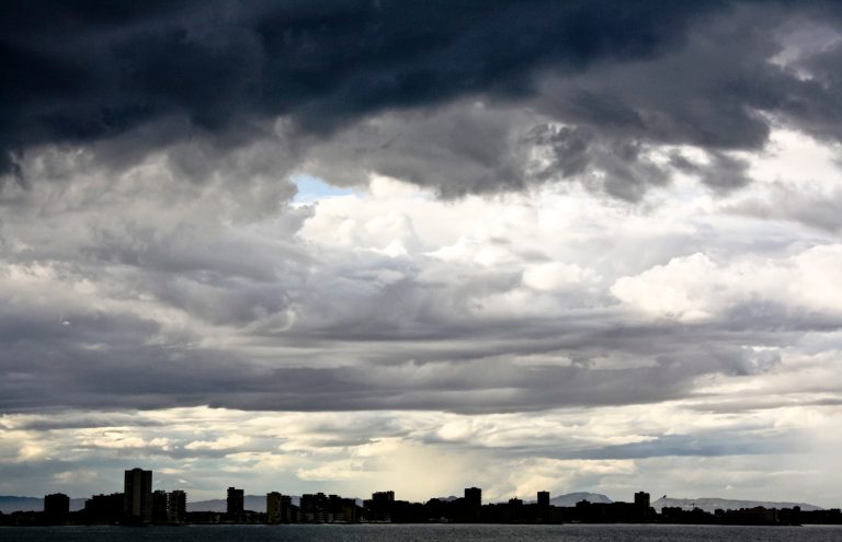 Clouds above the town in Cabo de Palos (Murcia, Spain)