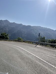 Mountains across a highway
