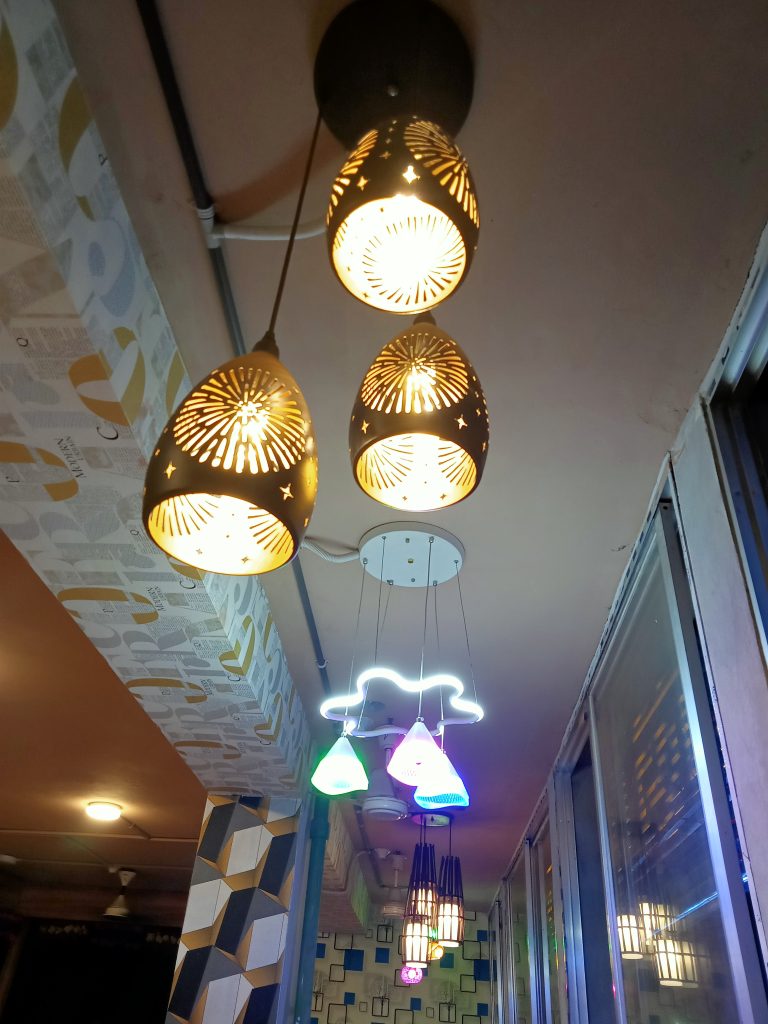 Interior lighting in a restaurant of Dhaka, Bangladesh.