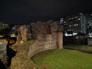 Part of the archaeological site of the palace of Galerius on Navarinou Square in Thessaloniki, Greece
