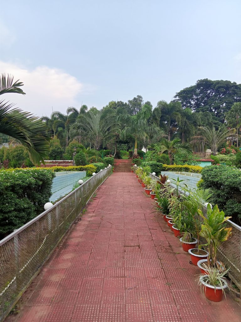 Rabindra Kanan, a landscaped park in Agartala, Tripura, India, known for its flowers, with a puppet stage and playground for kids.