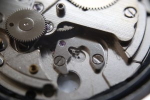 Closeup of Seiko 7S26A automatic watch movement