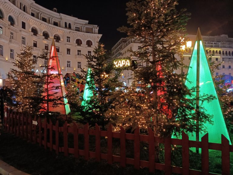 Aristotelous Square christmas decorations in Thessaloniki, Greece