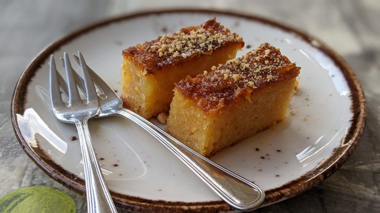 Traditional Greek orange cake with syrup (Portokalopita)