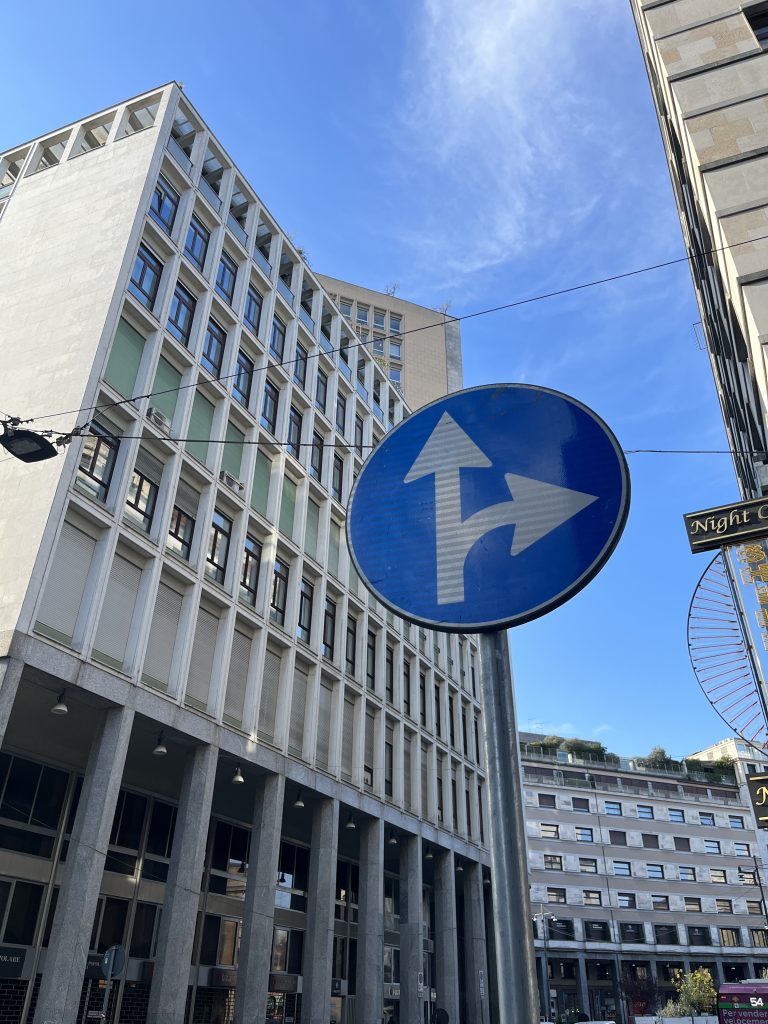 Directional street sign, Milan, Italy